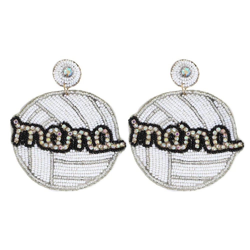 Diona J Mama Jeweled And Beaded Sports Ball Earrings White